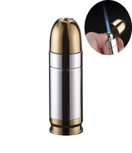 Bullets en forme de balle plus légère rechargeable Metal Butane Gas Torch Lights Flame Blue Blue For Men Cigarette Cigar298B6690105