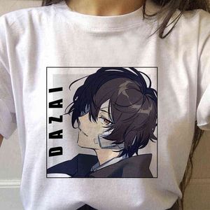 Bungo Stray Dogs camiseta mujer Harajuku Anime camiseta Osamu Dazai Nakajima Atsushi gráfico camisetas verano manga corta G220228