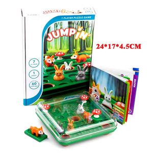 Bunny Bouncing Game Kids Puzzle Board Checkers Toy Funny Rabbit Fox Moving Strategy Tabletop Gift for Brain Development