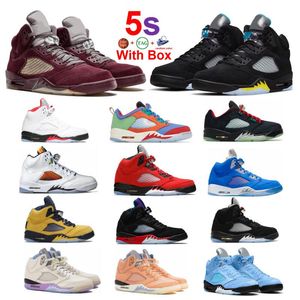 Burgundy 5 Aqua 5s Zapatillas de baloncesto University Blue Concord Fird Red Men Black Metallic Racer Blue Raging Bull Bird con caja 2023 Mars For Herk Sail Oreo 2023