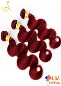 Paquetes de armadura de cabello malasio de Borgoña 8A Cabello virgen malasio Onda del cuerpo Vino rojo 99J Extensión de cabello humano Remy Trama doble gruesa 4936528