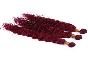 Bourgogne Vierge Brésilienne de Cheveux Humains Tissage 3 Pcs Serré Profond Bouclés Vin Rouge Cheveux Armure 99J Crépus Curl Cheveux Bundle53613379149215