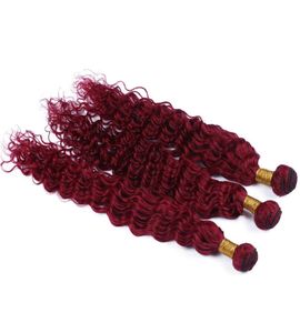 Bourgogne Vierge Brésilienne de Cheveux Humains Tissage 3 Pcs Serré Profond Bouclés Vin Rouge Cheveux Armure 99J Crépus Curl Cheveux Bundle53613379650344