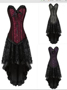 Conjunto de falda y corsé burlesco, vestido de corsé de encaje, vestidos góticos, corsés y bustiers de fiesta de talla grande vintage Drop 16086057