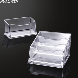 Business Card Files Clear acrylic Plastic Desktop Business Card Holders Display Stands Transparent Card Case Box School Office Supplies 230704