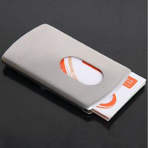 Porte-cartes de visite porte-cartes d'identité porte-cartes de crédit étui pour hommes femmes Vogue pouce coulissant couverture en acier inoxydable