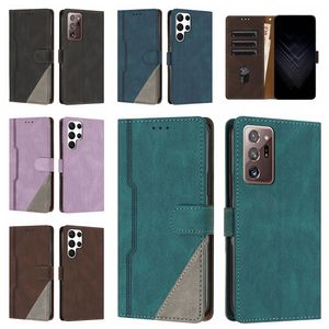 Étuis portefeuille en cuir d'affaires pour Samsung S23 FE Ultra S22 Plus Note 20 A23 4G A33 A34 A53 A54 M33 M53 A25 M54 Hybrid Color Hit Contrast ID Card Slot Holder Flip Cover Pouch