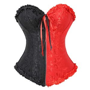 Bustiers Corsets Corsets Bustiers Sexy Top Blouse avec Fermeture Éclair Rouge et Noir Corset Costume Halloween Plus Taille Floral Vintage Gothique Corset 221108