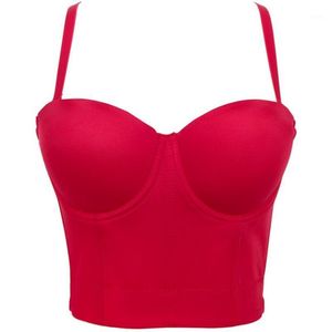 Bustiers corsés moda básica suave LICRA Push Up Bralet Sexy mujer Bustier sujetador recortado Top chaleco Q818