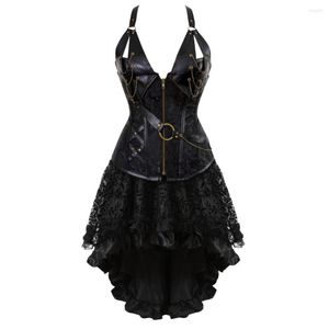 Bustiers Corsets Gothique Steampunk Jupe Plus La Taille Halloween Vêtements Pour Femmes Corset Robe Noir Marron