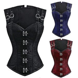 Bustiers Corsés Gótico Steampunk Acero Deshuesado Vintage Corsé Bustier Cintura Cincher Sin mangas Chaleco Renaissance Tummy Adelgazamiento Fajas