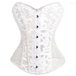 Bustiers Corsets Sexy Femmes À Lacets Désossé Overbust Corset Motif Floral Transparent Mesh Taille Corps Shaper Gothique Vêtements