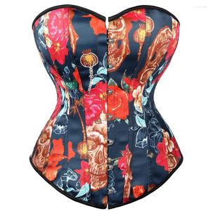 Bustiers Corsets Vintage Motif Floral Femmes Corset Désossé À Lacets Overbust Bustier Gothique Taille Cincher Corselet Lingerie