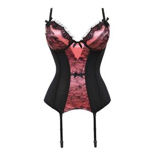 Bustiers Corsés Mujer Corsé Sexy Gótico Encaje Superposición Top Lencería Overbust Bustier Burlesque Estilo Vintage Moda KorsettBustiers