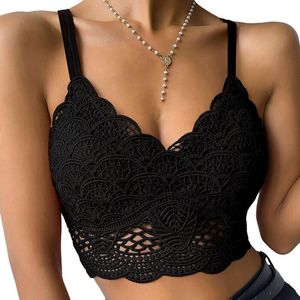 Bustiers Corsés Mujeres Chaleco de encaje Crop Tops Sexy Ladies Sin mangas Bralette Sujetador Lencería Con cuello en V Sin acolchado Club Ropa interior Camisola recortada Ta