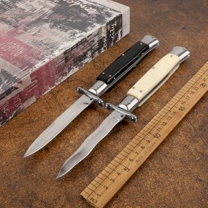 Cuchillo plegable táctico de cocina para fruta, de apertura rápida, 9 pulgadas, hoja de espejo 440c, herramienta de caza EDC de acero para exteriores, colección de autodefensa