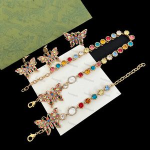 Butfly Color Diamond Jewelry Set Luxurys Boucles d'oreilles Bracelet Bracelet Designers Gem Collier Love Ring Gol