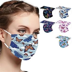 Mascarillas desechables de mariposa No tejido 3 Capa Máscara Protectora Colorido Diseño Impreso Impresionado Diseñador de polvo Diseñador Bucal