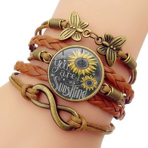 Mariposa Adornada Pulsera Favor Sublimación Cordón de cuero trenzado Brazalete Recubrimiento de transferencia de calor Pulsera Correa Joyería creativa Colgante