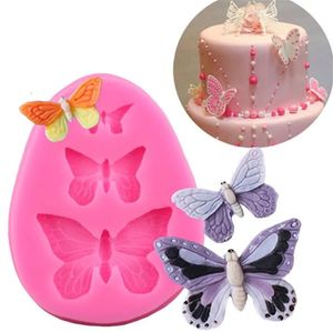 Moule papillon en Silicone, accessoires de cuisson 3D, bricolage, artisanat du sucre, coupe-chocolat, outil de décoration de gâteau Fondant, 3 couleurs
