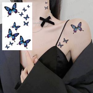 Papillon autocollants tatouage temporaire femmes étanche cou bras corps Art corps peinture unique oiseau volant Flash faux tatouage