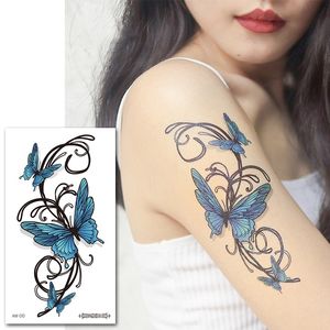 Papillon étanche tatouages temporaires petite fleur bras plume noir Totem mode Sexy femmes jambe corps Art autocollants en gros