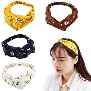 Button Daisy Hair Band Sports Yoga Elastic Cross Solid Color Party Knitted Headband Fema Women Accessories WLL519