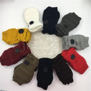 Gants en laine à boutons mains chaudes couples tapant et jouant avec des manches de bras de téléphone portable tricotant demi-doigt demi-doigt gant DF332