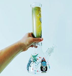 14 pouces Super Saiyan Bong Anime décoratif Matrix Glass Bong Recyclé Dab Rig fumer narguilé avec femelle 18mm joint bong verre bong