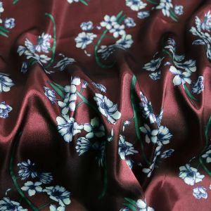 Por medidor Floral Satin Fabrics Glohsy Soft Buff Shirt Material Sleepwear Material Charmeuse