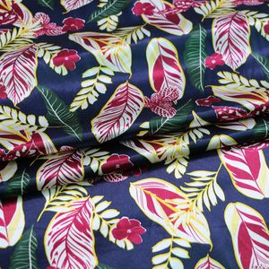 Par mètre Silky Vintage Leaf Design Satin tissu matériau pour la revêtement écharpe de chemise
