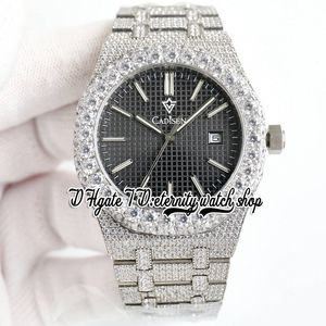 BZF SF15510 Japon M8215 Mentille automatique Regarder Iced Out Big Diamond Techzel Texture Texture Dial Stick Markers