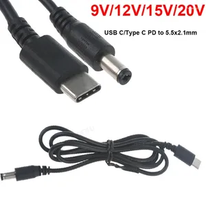 Câble d'alimentation électrique C/Type C PD à 9V 12V 15V 20V, 5.5x2.1mm, pour routeur Wifi, ordinateur portable, lumière LED, caméra, haut-parleur sans fil, Modem non