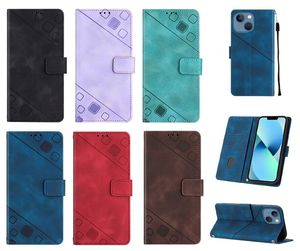 Skin Feel Imprint Étuis portefeuille en cuir pour iPhone 15 14 Plus 13 Pro Max 12 11 XR XS X 8 Ipod Touch 7 6 5