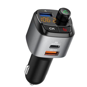 Cargador de coche con música Bluetooth C68 - PD/QC3.0 Carga rápida, llamadas manos libres, refuerzo de graves con un clic, transmisor FM, MP3 para coche