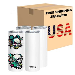 CA Entrepôt USA Wholesale 20oz Tulert Straight / Hot Hot Blank Verre pour sublimation Printing 0426