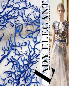 CA081 148 cm de ancho 5ydslot exquisito tela de encaje azul bordado para vestidos de novia accesorios de ropa de vestir Diy Fabr9074367