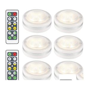 Paquete de 6 luces LED para gabinete, luces Led inalámbricas con mando a distancia, iluminación regulable, armario alimentado por batería bajo recuento Otbvy