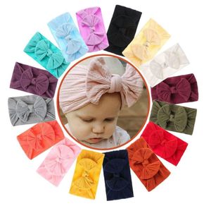 Cable Knit Nylon Girls Headbandbed Bow Bow Bown Bandwaffle Knit Nylon Baby Headband Girls Wraps Head Wear9205479