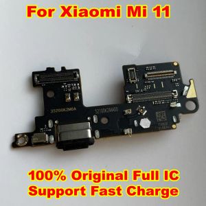 Câbles 100% d'origine IC Full IC USB Port Flex Cable Flex pour Xiaomi MI 11 MI11 CARCHER AVEC SIM CARTE SLOT SOLDER + MICROPHONE
