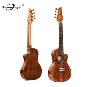 Cables de altagrra Ukulele Ukulele Top Top Wood Koa Acacia Ukelele Cant Design Mini Strings Guitar Strings Muisc Instrument