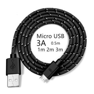 Câbles Micro USB Cable 3A Câble de charge rapide universel pour Samsung Xiaomi Huawei Tablet Android Tablet Caméra USB Câble de données de charge USB