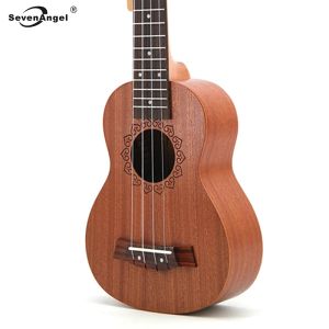 Câbles septangel 21inch soprano ukuléle 4 cordes mini guitare sapele 15 frettes ukele boutage fermé