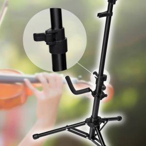 Câbles Youzi Flanger FL13D Stand de violon avec porte-arc sol debout hauteur réglable support de violon pliant pour basse de guitare alliage