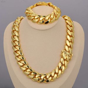 Cadena Cubana gros Hip Hop 14k 18k 24k véritable plaqué or lourd solide Miami chaîne à maillons cubains collier pour hommes