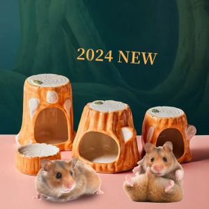 Jaulas 2024 nuevos artículos de cerámica para mascotas, jaula para hámster, casa para hámster, tazón pequeño para mascotas para conejo, hurón, rata, Chinchilla, erizo, productos para mascotas