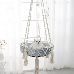 Cages Bohemian Cats Swing Panker Pet Supplies Cat Hamac Sleeping Counder Cat's Hanging Bed House Hammock Cat For Window Pet Products