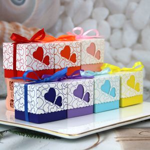 Gâteau s 50 Pcs Amour Coeur Bonbons Boîtes Avec Ruban Faveurs Cadeaux Boîte Baptême Baby Shower Souvenirs De Mariage pour Invité Fête Fourniture 230508
