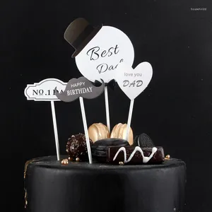 Gâteau outils 4 pièces/sac joyeux anniversaire papa Topper fête des pères décoration je t'aime Cupcake Toppers fournitures de fête