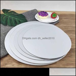 Herramientas para pasteles Tablero para pasteles Rondas Círculo blanco Soportes de base de cartón Bandeja de platos desechables 5 tamaños para decorar Suministros para hornear Myinf0 Dhwmx